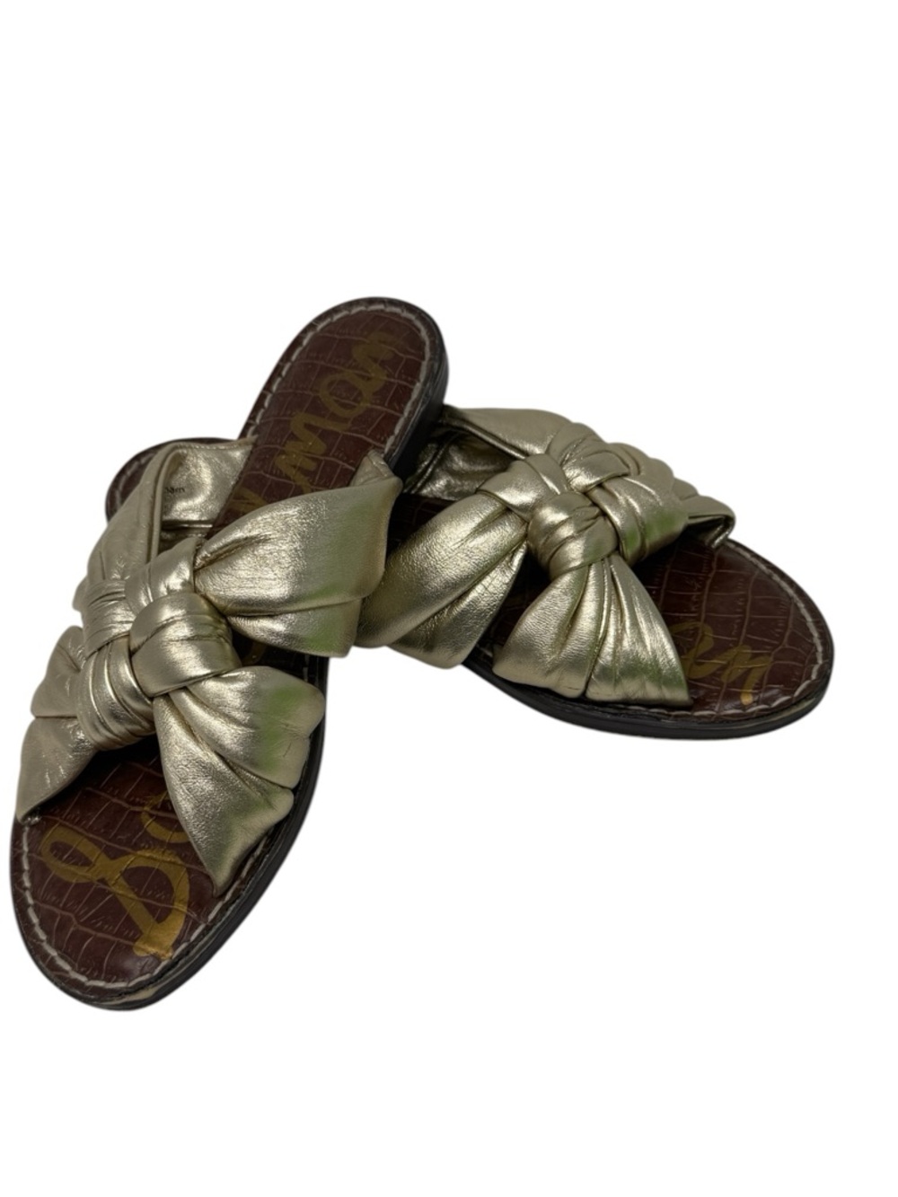 Sam Edelman Metallic Gold Knot Slide Sandals